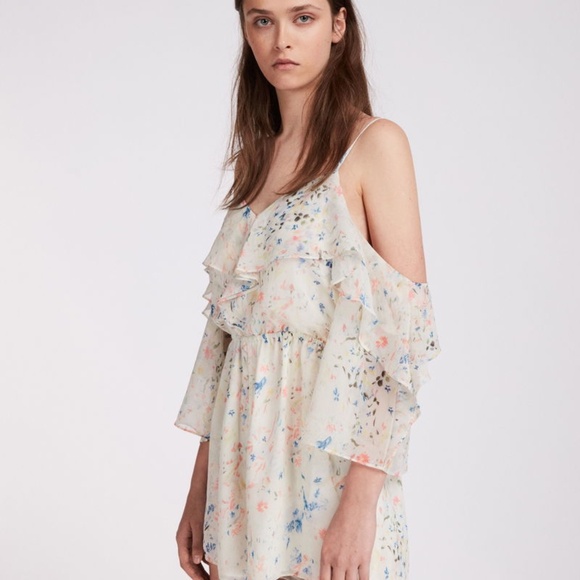 All Saints Jasmine Juni Playsuit Flowy Romantic Coastal Boho Twee Romper US 2 - Picture 2 of 6